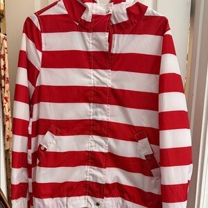 Copper Key Red‎ and White Striped Windbreaker Hooded Jacket